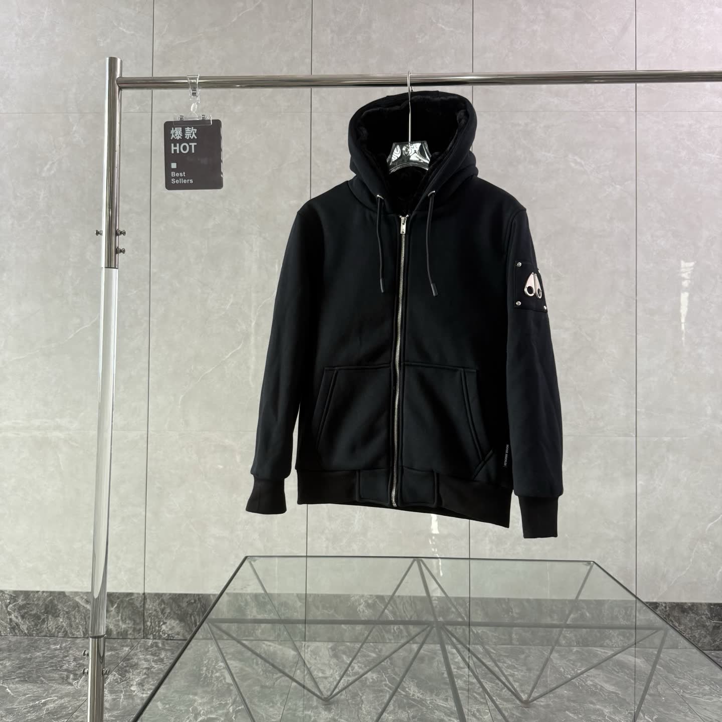 Moose Knuckles Shearling-Lined Zip Hoodie Moose Knuckles Shearling-Lined Zip Hoodie